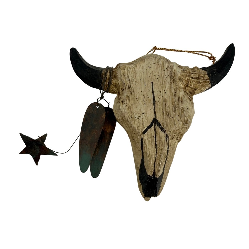 Vintage 1991 House of Hatten Bull Skull Ornament Southwestern Rustic Decor